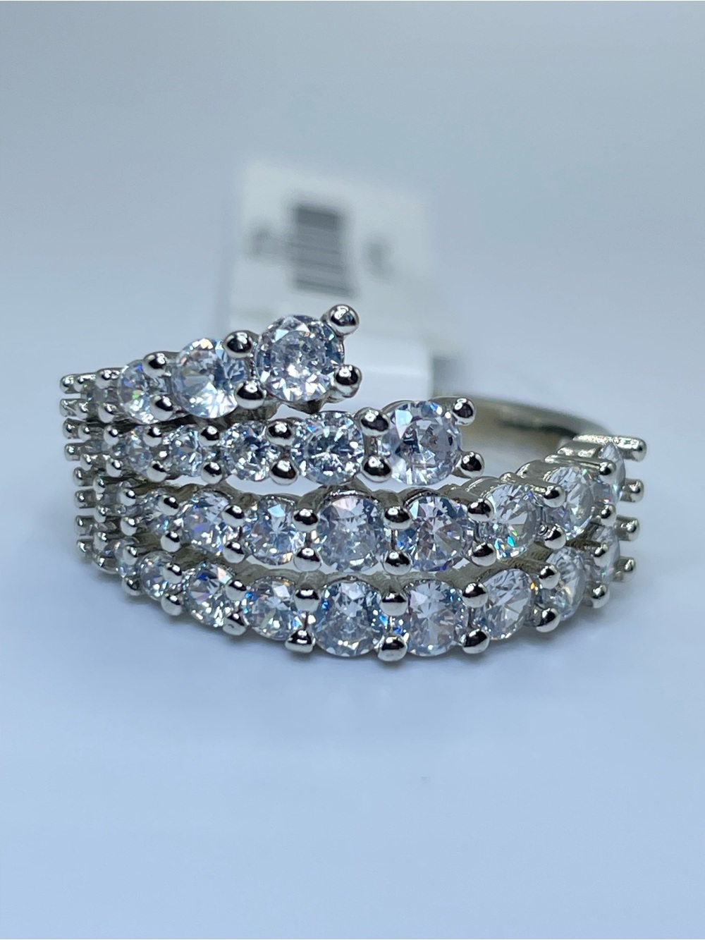 Swarovski Crystal Elements White Swarovski Crystal Art Deco Cluster Ring Sz 9
